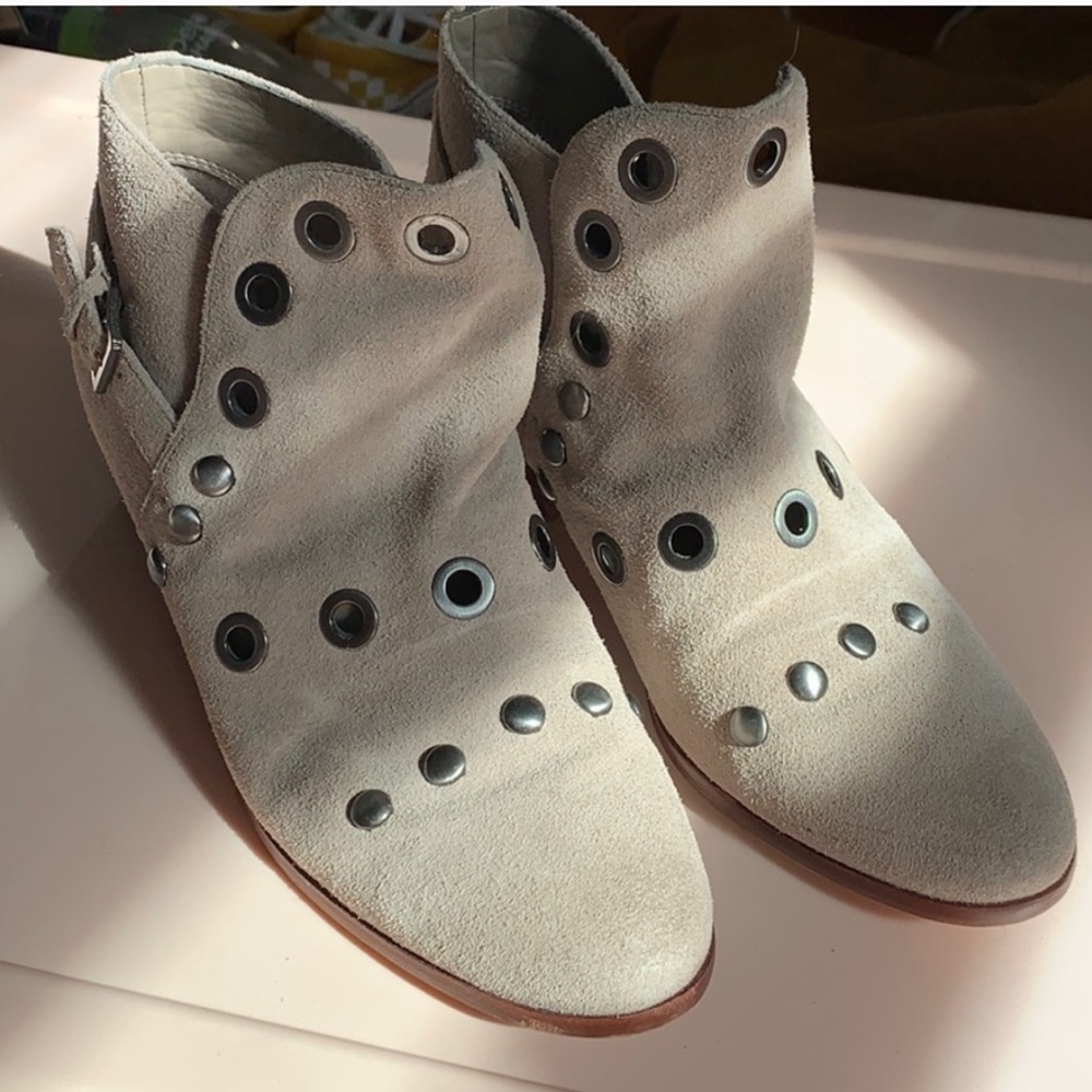 Sam Edelman grey studded suede booties